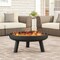 Outdoor Fire Pit Steel Bowl 27.55 Inch Black With Storage Cover And Side Handles